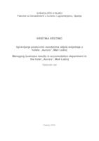 Upravljanje poslovnim rezultatima odjela smještaja u hotelu „Aurora“, Mali Lošinj