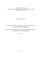 Usporedna analiza odabranih metoda vrednovanja na primjeru hotelskih poduzeća