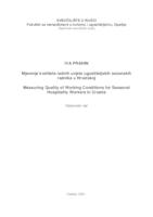Mjerenje kvalitete radnih uvjeta ugostiteljskih sezonskih radnika u Hrvatskoj