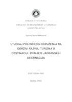Utjecaj političkog okruženja na održivi razvoj turizma u destinaciji: primjeri Jadranskih destinacija