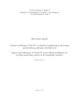 Utjecaj i korištenje ChatGPT-a i umjetne inteligencije na kreiranje marketinškog sadržaja u hotelijerstvu