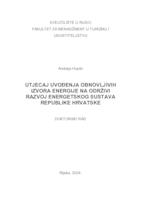 Utjecaj uvođenja obnovljivih izvora energije na održivi razvoj energetskog sustava Republike Hrvatske