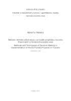 prikaz prve stranice dokumenta Metode i tehnike odlučivanja u provedbi projekata u turizmu financiranih iz fondova Europske unije