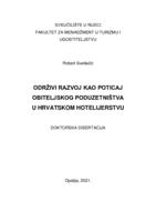 prikaz prve stranice dokumenta Održivi razvoj kao poticaj obiteljskog poduzetništva u hrvatskom hotelijerstvu