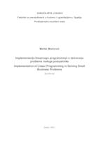prikaz prve stranice dokumenta Implementacija linearnoga programiranja u rješavanju problema maloga poduzetnika