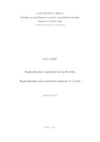 prikaz prve stranice dokumenta Regionalizacija i regionalni razvoj Hrvatske