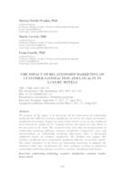 prikaz prve stranice dokumenta The impact of relationship marketing on customer satisfaction and loyalty in luxury hotels