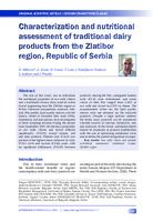 prikaz prve stranice dokumenta Characterization and nutritional assessment of traditional dairy products from the Zlatibor region, Republic of Serbia